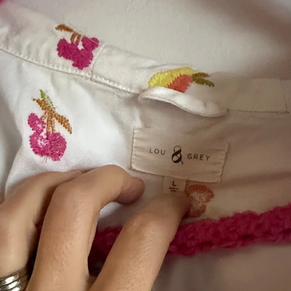 Lou & Grey Embroidered Floral Pullover Anorak Hoodie – White – Size L - Picture 2 of 4
